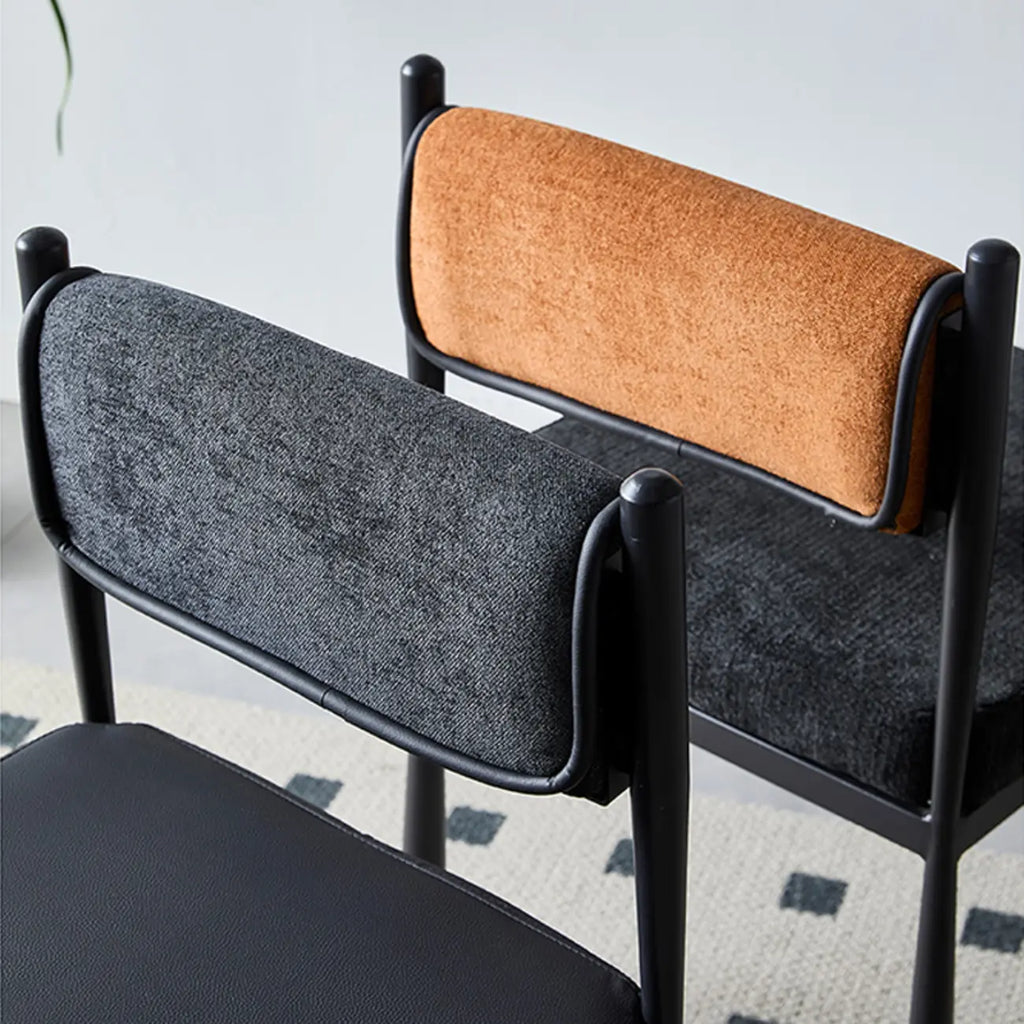 Chaise de salle à manger rembourrée en lin de style moderne du milieu du siècle