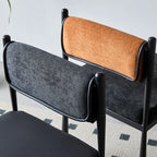 Chaise de salle à manger rembourrée en lin de style moderne du milieu du siècle