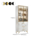 Meuble polyvalent moderne en bois texturé marbre blanc doré et verre