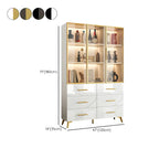 Meuble polyvalent moderne en bois texturé marbre blanc doré et verre