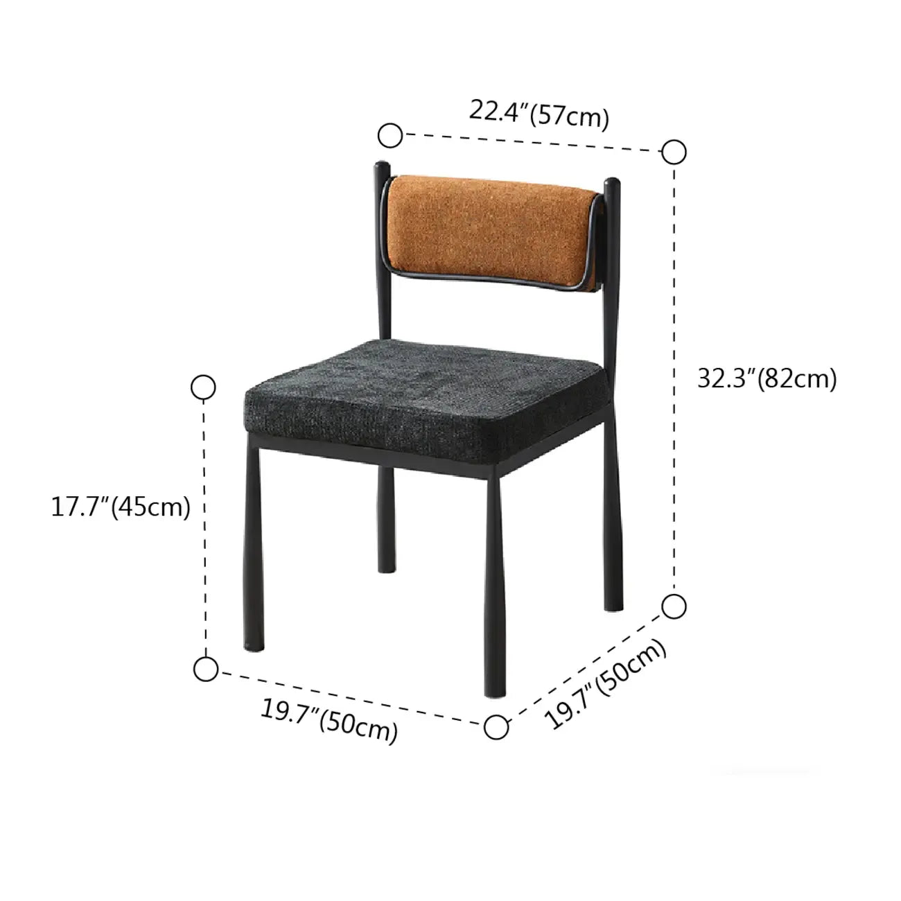 Chaise de salle à manger rembourrée en lin de style moderne du milieu du siècle