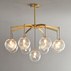 Lustre sphérique en verre doré et cristal, design moderne et élégant
