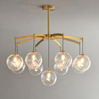 Lustre sphérique en verre doré et cristal, design moderne et élégant