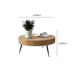 Tavolino scandinavo rotondo a 4 gambe con venature del legno