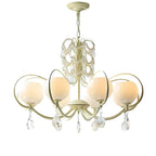 Lustre moderne en cristal, métal ivoire et verre blanc.