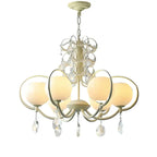 Lustre moderne en cristal, métal ivoire et verre blanc.