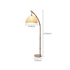 Lampadaire moderne en tissu avec dôme et arc en métal, à brancher, pour salon