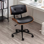 Fauteuil de bureau ergonomique pivotant en cuir noir réglable