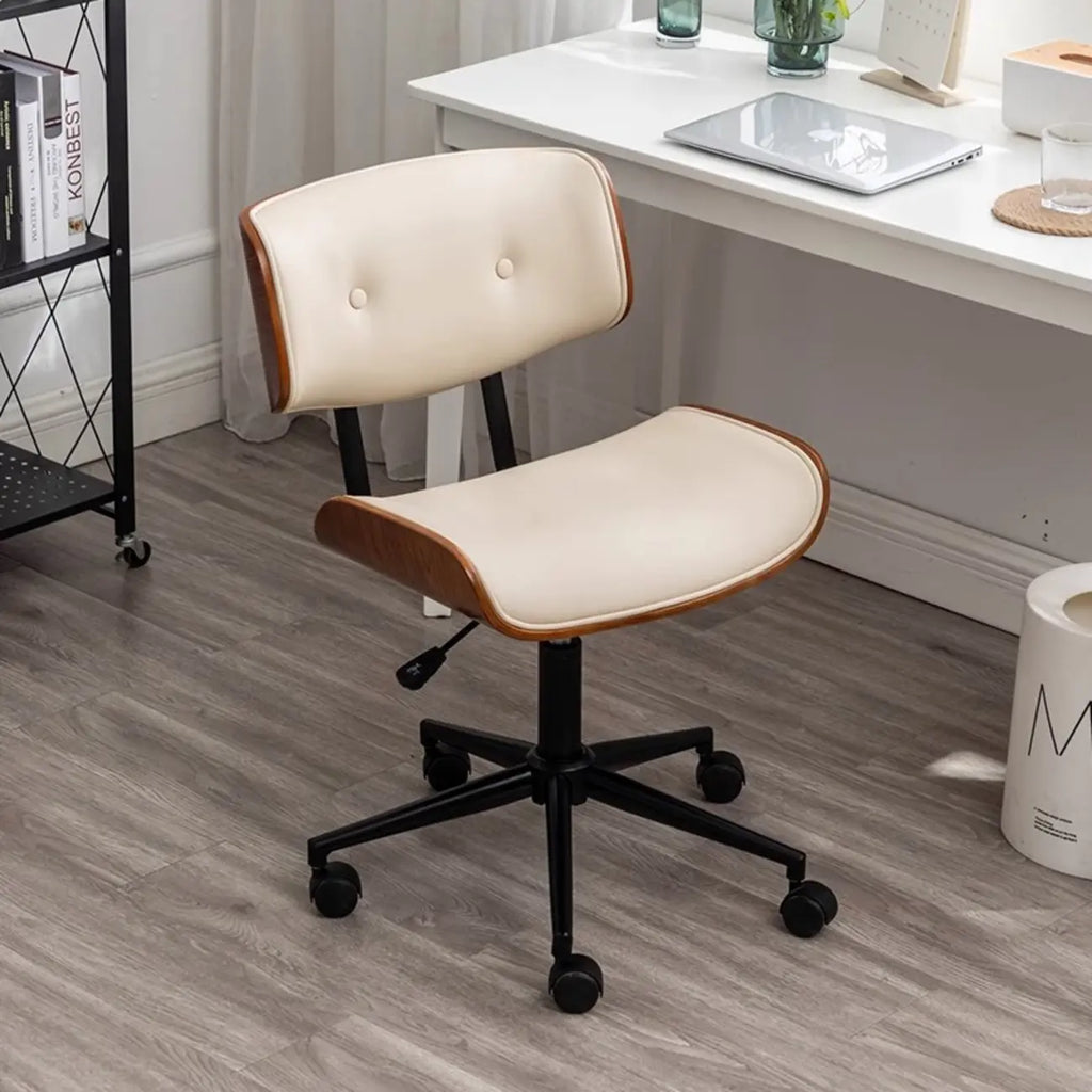Fauteuil de bureau ergonomique pivotant en cuir noir réglable