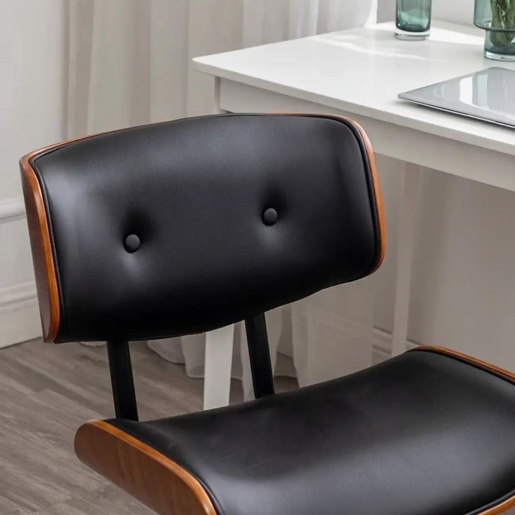 Fauteuil de bureau ergonomique pivotant en cuir noir réglable