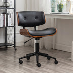 Fauteuil de bureau ergonomique pivotant en cuir noir réglable