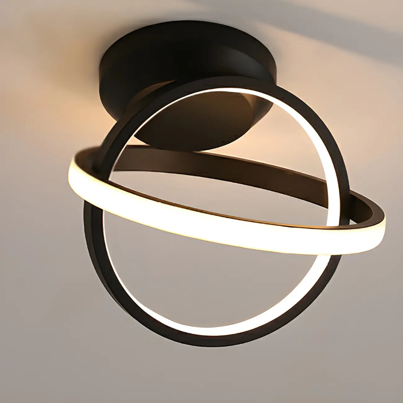 Mini plafonnier LED semi-encastré à intensité variable pour couloir avec anneau croisé