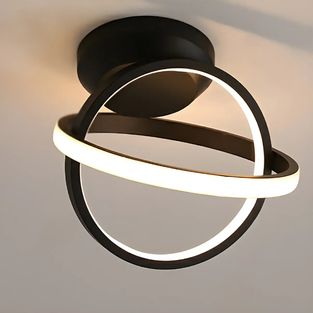 Mini plafonnier LED semi-encastré à intensité variable pour couloir avec anneau croisé