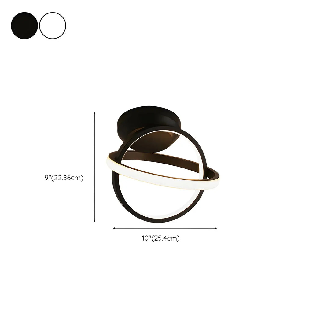 Mini plafonnier LED semi-encastré à intensité variable pour couloir avec anneau croisé