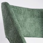 Chaise de salle à manger moderne en coton et lin vert, recouverte d'un revêtement en coton.
