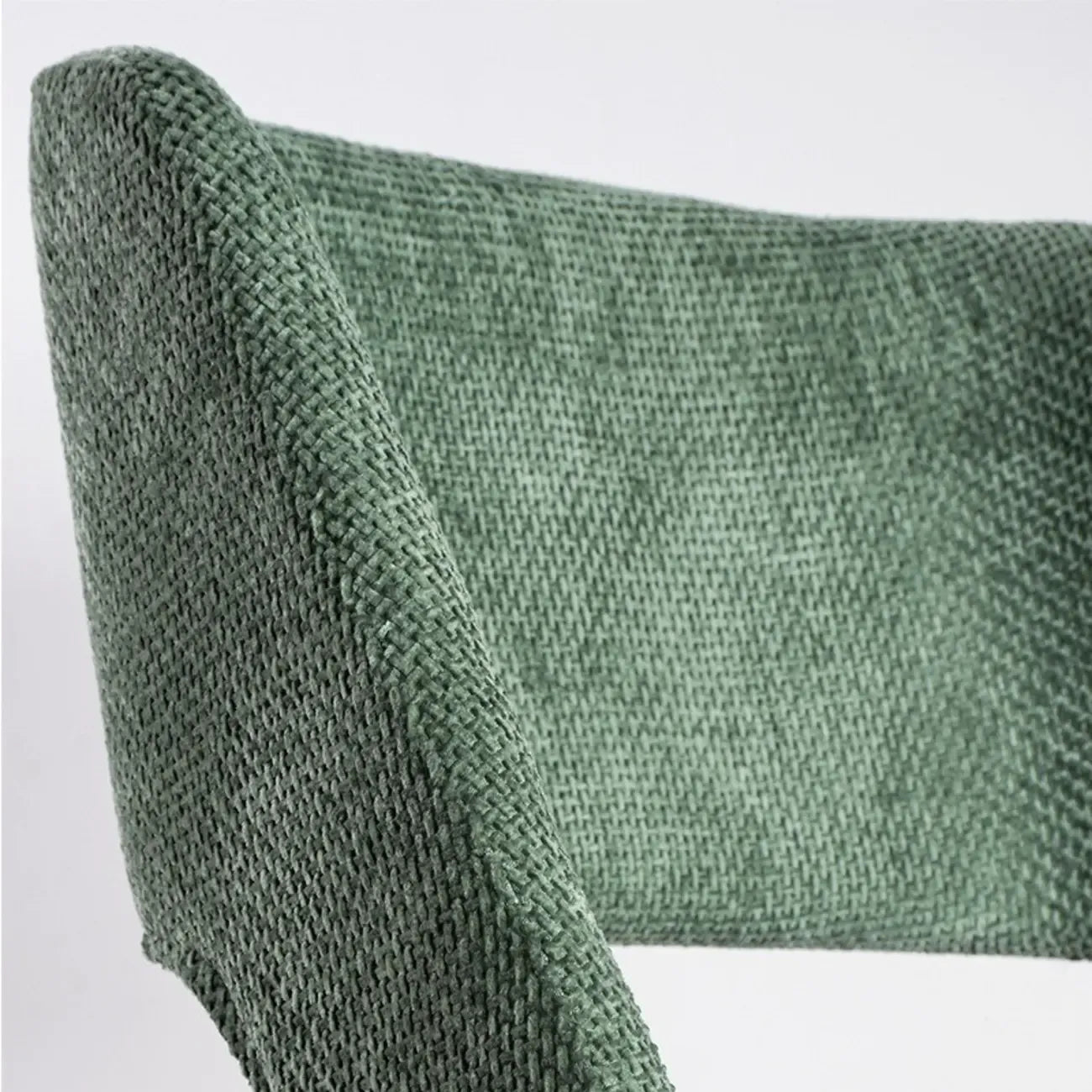 Chaise de salle à manger moderne en coton et lin vert, recouverte d'un revêtement en coton.