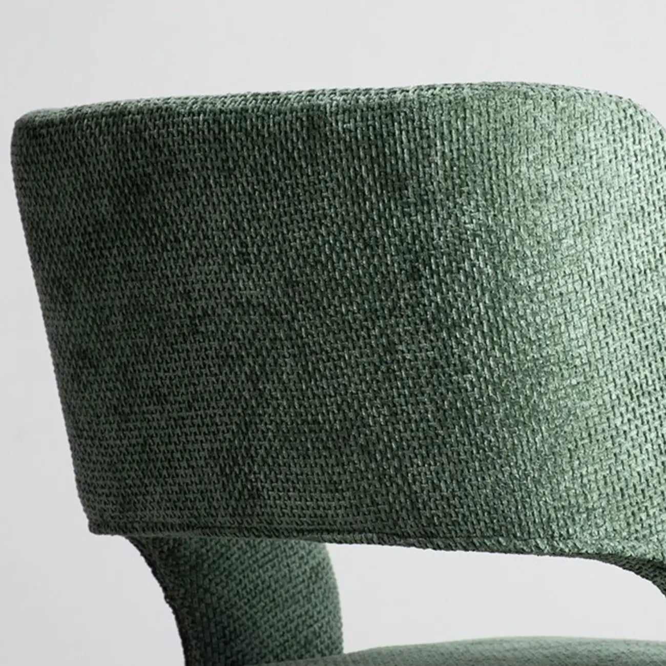 Chaise de salle à manger moderne en coton et lin vert, recouverte d'un revêtement en coton.