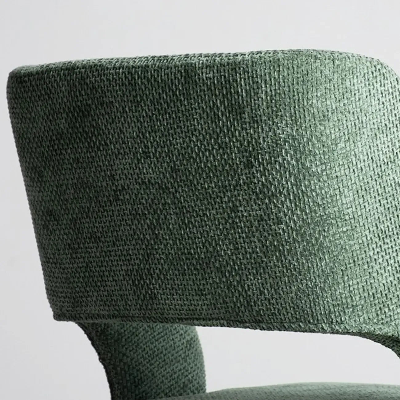 Chaise de salle à manger moderne en coton et lin vert, recouverte d'un revêtement en coton.