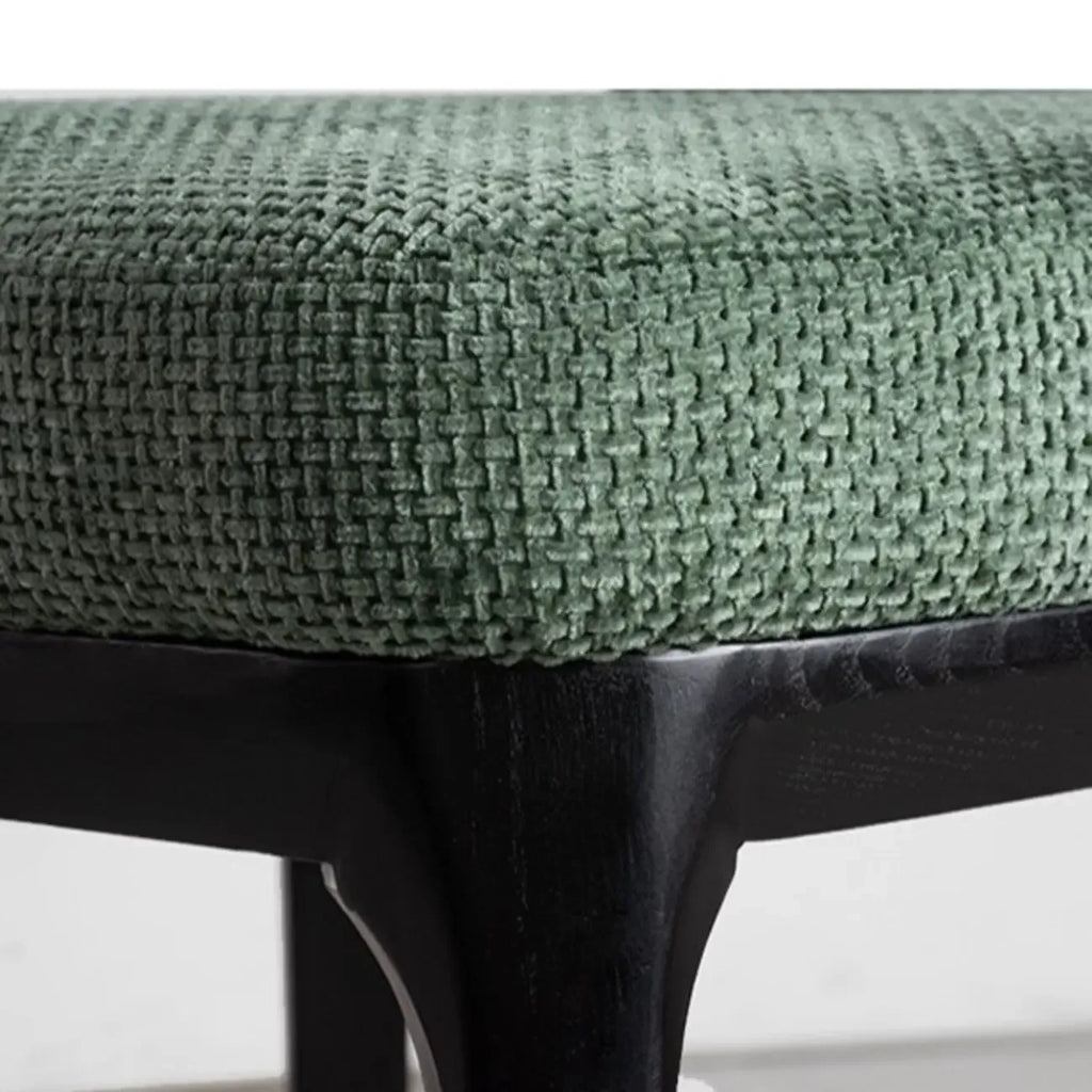 Chaise de salle à manger moderne en coton et lin vert, recouverte d'un revêtement en coton.
