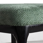 Chaise de salle à manger moderne en coton et lin vert, recouverte d'un revêtement en coton.