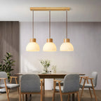 Suspension moderne en bois et verre avec dôme pour îlot de cuisine