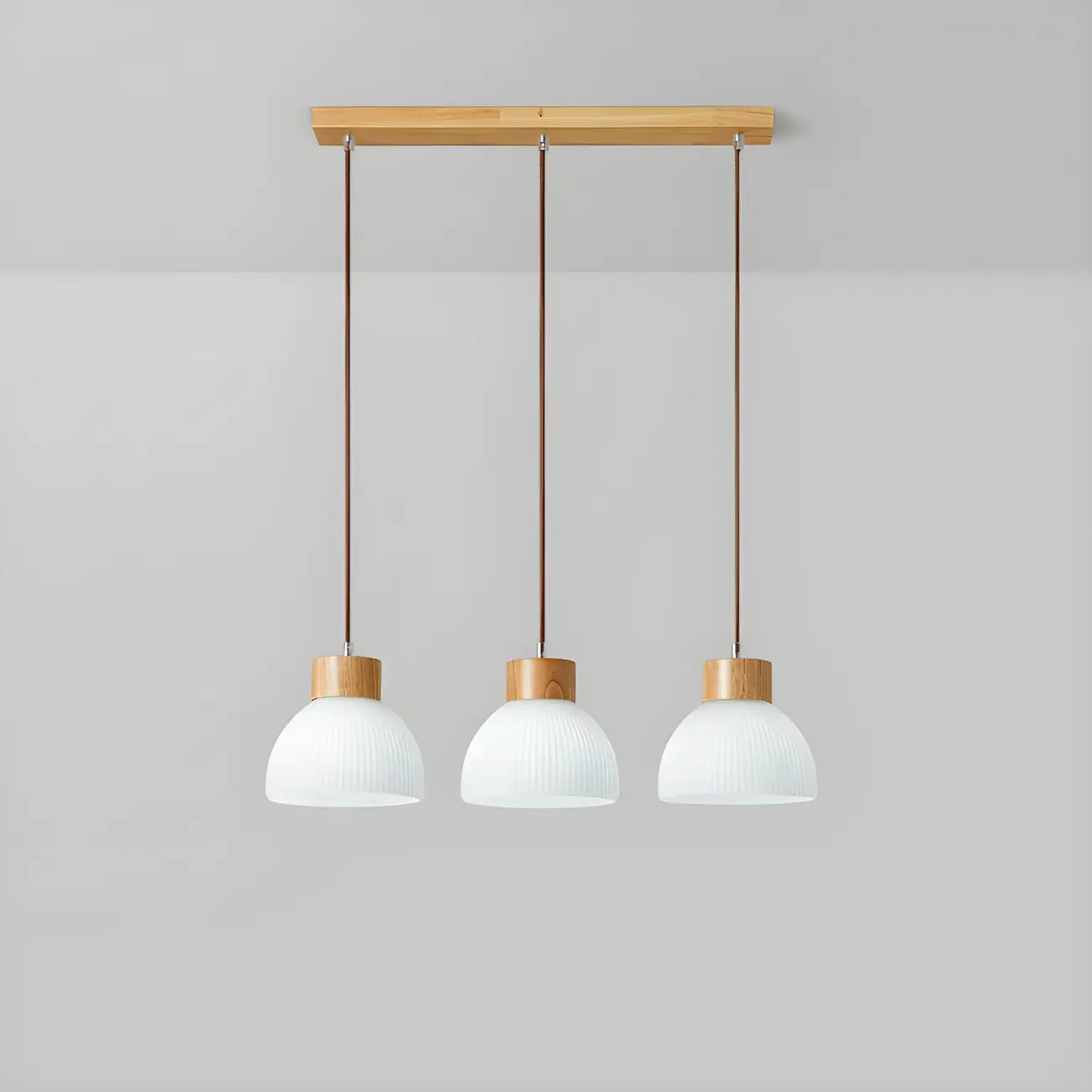 Suspension moderne en bois et verre avec dôme pour îlot de cuisine