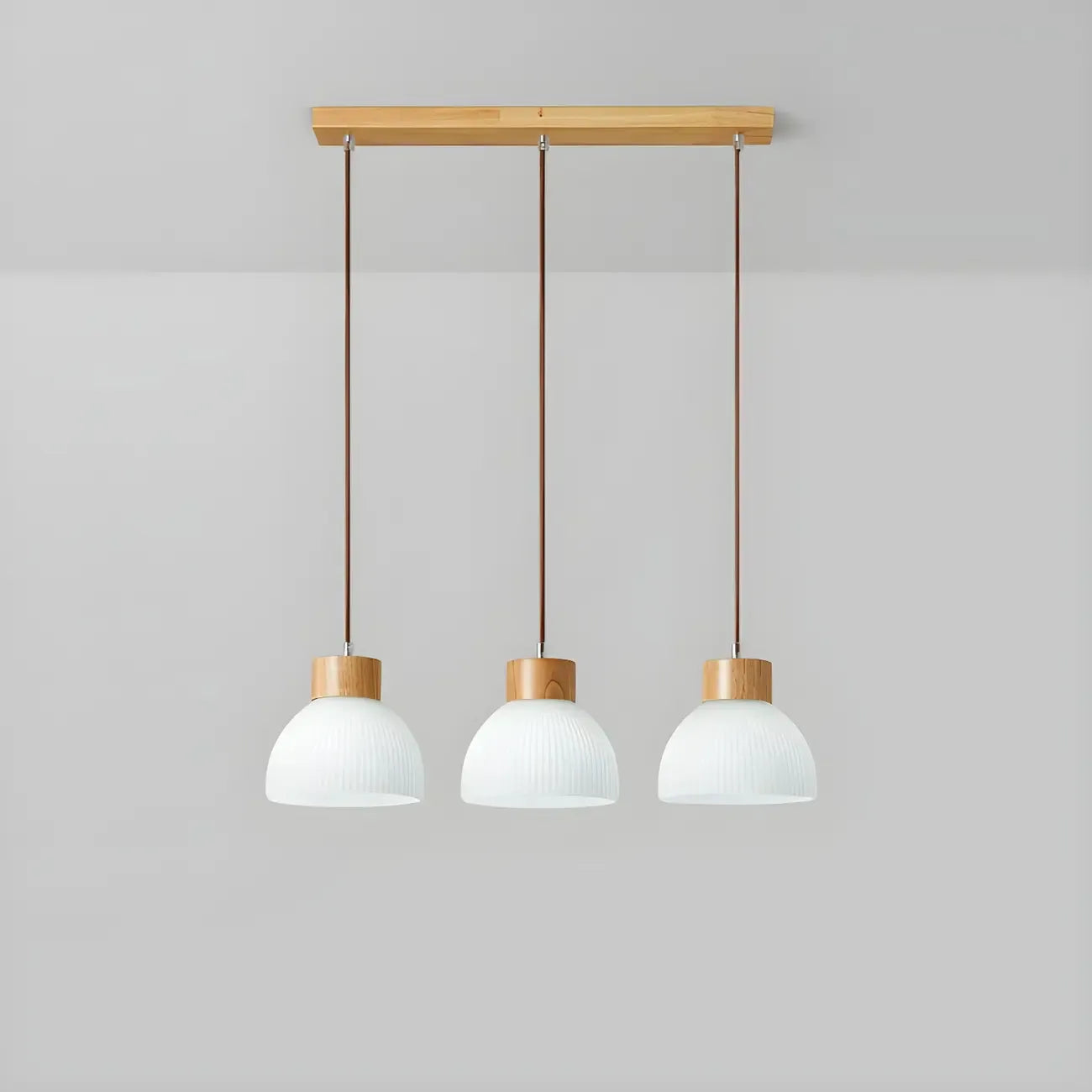 Suspension moderne en bois et verre avec dôme pour îlot de cuisine