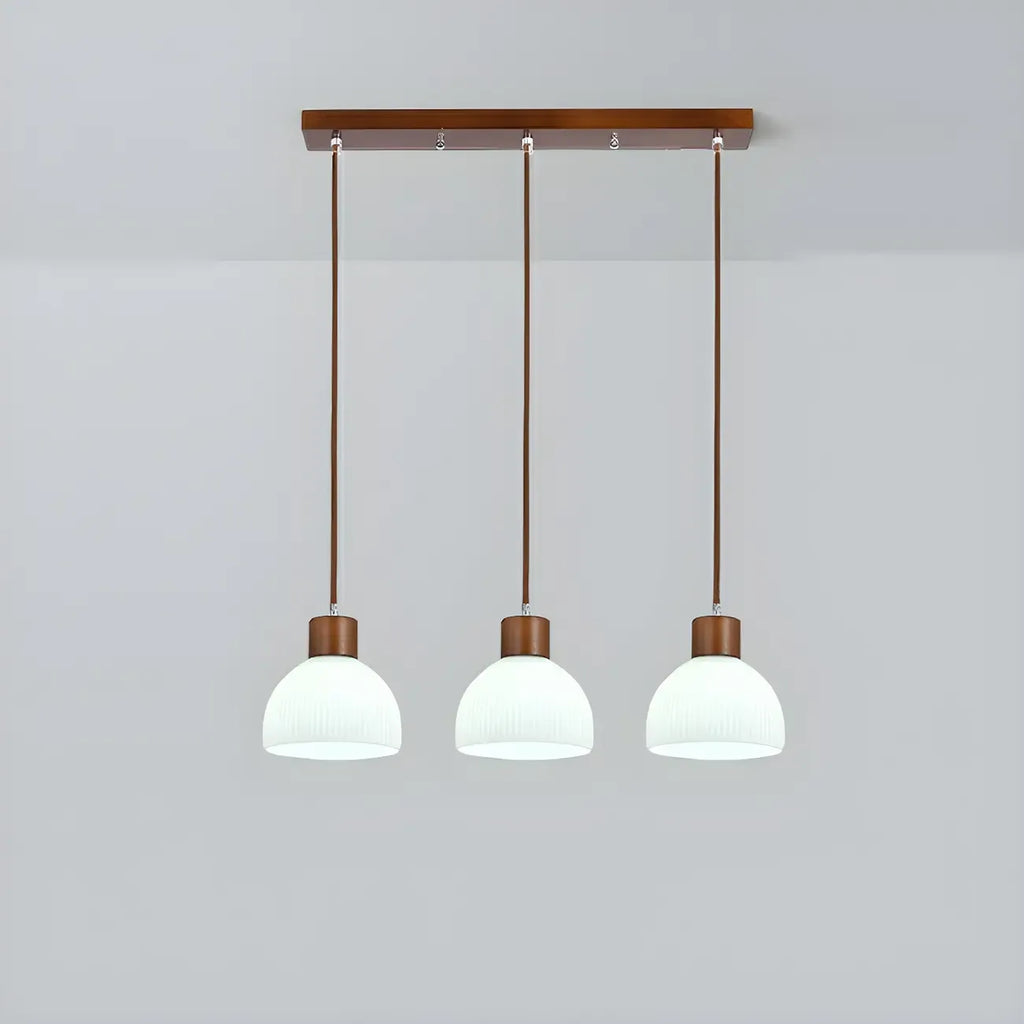 Suspension moderne en bois et verre avec dôme pour îlot de cuisine