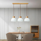 Suspension moderne en bois et verre avec dôme pour îlot de cuisine