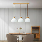 Suspension moderne en bois et verre avec dôme pour îlot de cuisine