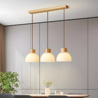 Suspension moderne en bois et verre avec dôme pour îlot de cuisine