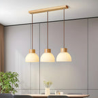 Suspension moderne en bois et verre avec dôme pour îlot de cuisine