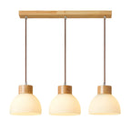 Suspension moderne en bois et verre avec dôme pour îlot de cuisine