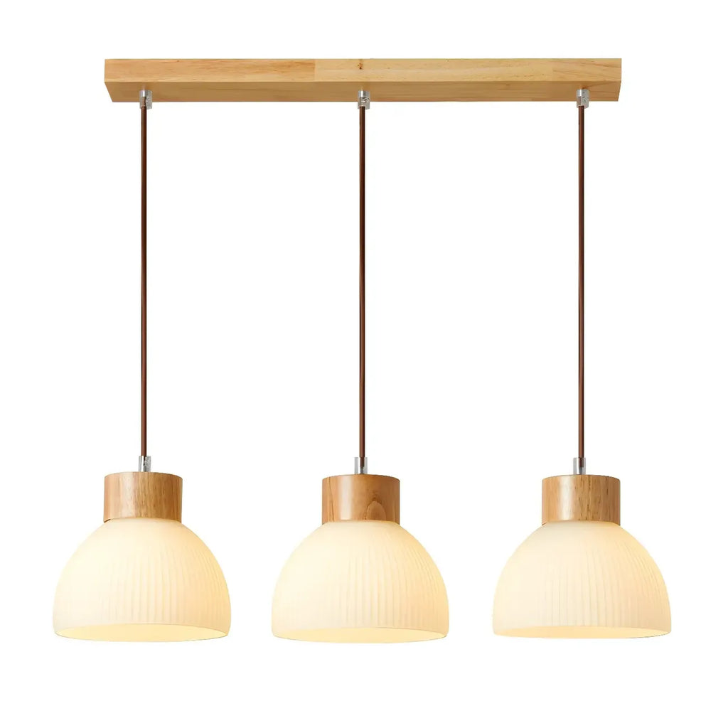 Suspension moderne en bois et verre avec dôme pour îlot de cuisine