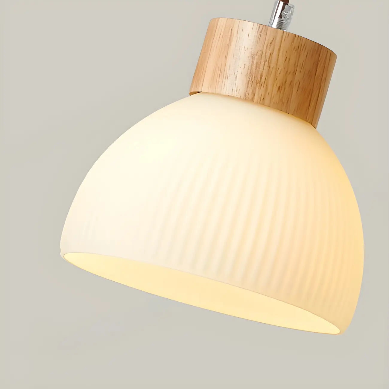 Suspension moderne en bois et verre avec dôme pour îlot de cuisine