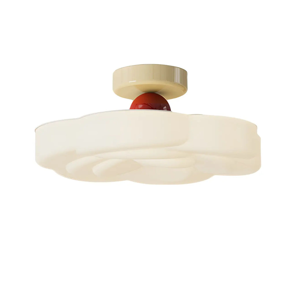 Plafonnier semi-encastré beige en forme de tambour avec abat-jour en plastique