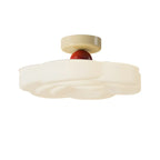 Plafonnier semi-encastré beige en forme de tambour avec abat-jour en plastique