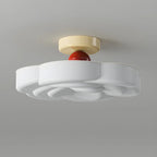 Plafonnier semi-encastré beige en forme de tambour avec abat-jour en plastique