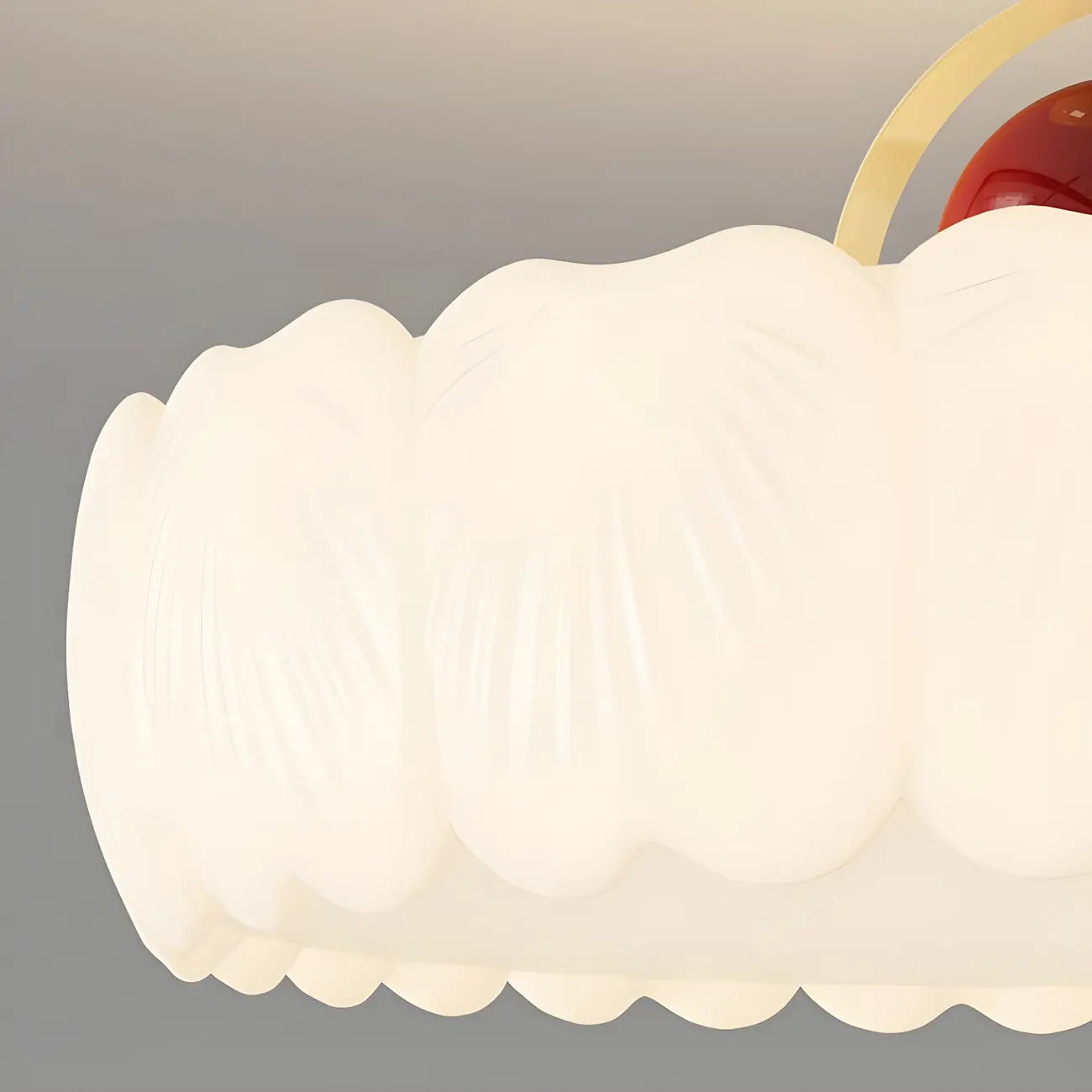 Plafonnier semi-encastré beige en forme de tambour avec abat-jour en plastique