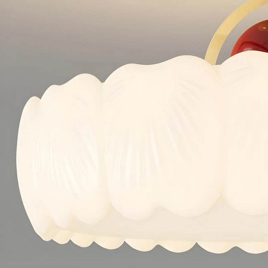 Plafonnier semi-encastré beige en forme de tambour avec abat-jour en plastique