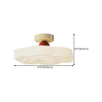 Plafonnier semi-encastré beige en forme de tambour avec abat-jour en plastique