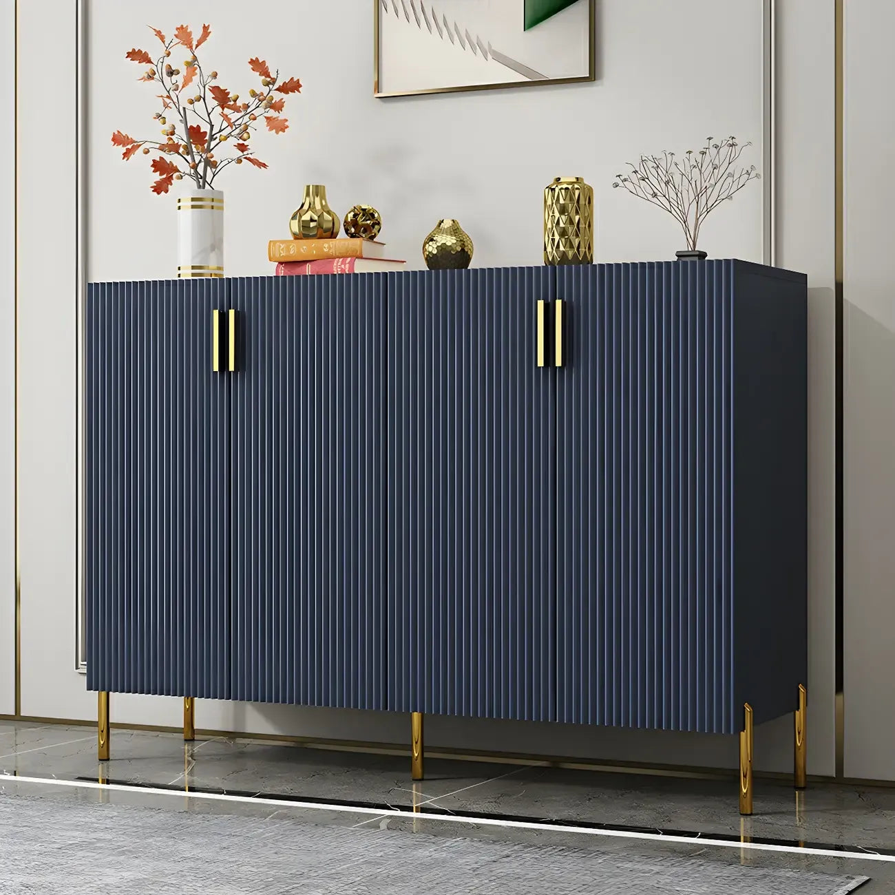Meuble à chaussures contemporain en bois bleu
