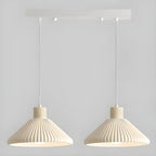 Suspension moderne beige conique pour îlot de cuisine, réglable.