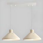 Suspension moderne beige conique pour îlot de cuisine, réglable.