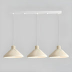 Suspension moderne beige conique pour îlot de cuisine, réglable.