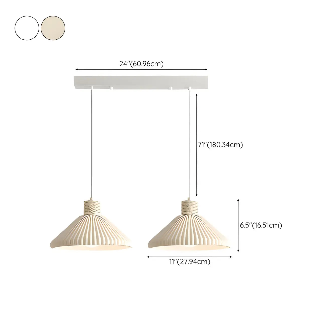 Suspension moderne beige conique pour îlot de cuisine, réglable.