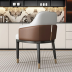 Chaise de salle à manger moderne en cuir véritable, à accoudoirs inclinés et dossier bas
