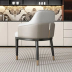 Chaise de salle à manger moderne en cuir véritable, à accoudoirs inclinés et dossier bas