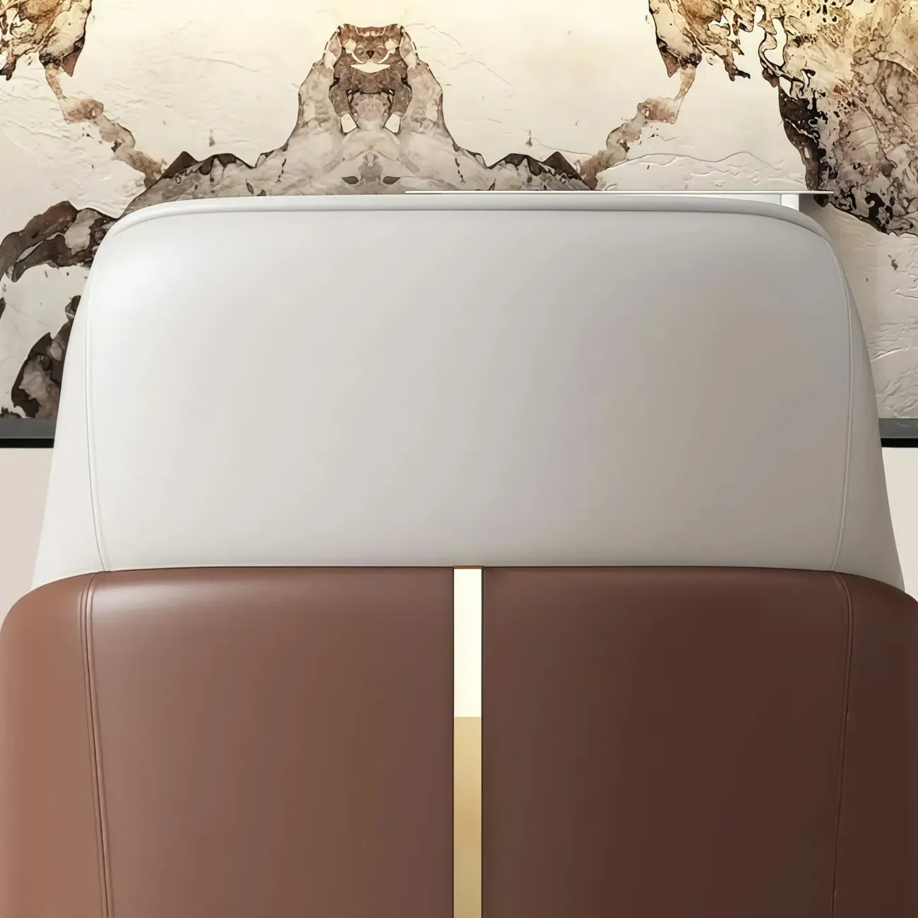 Chaise de salle à manger moderne en cuir véritable, à accoudoirs inclinés et dossier bas