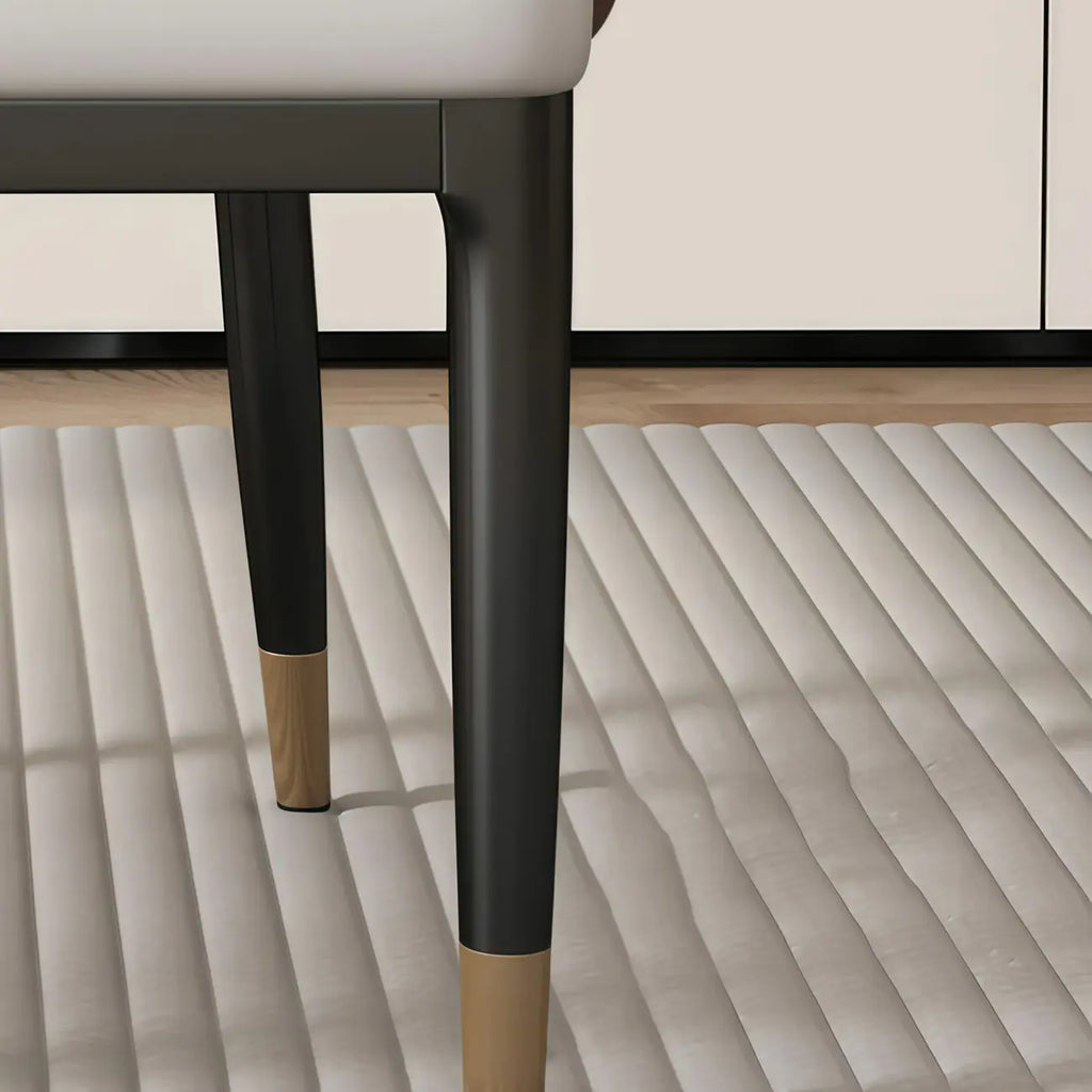 Chaise de salle à manger moderne en cuir véritable, à accoudoirs inclinés et dossier bas